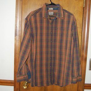 CE Schmidt Twill Work Shirt Mens XL Brown And Red Plaid Button Up